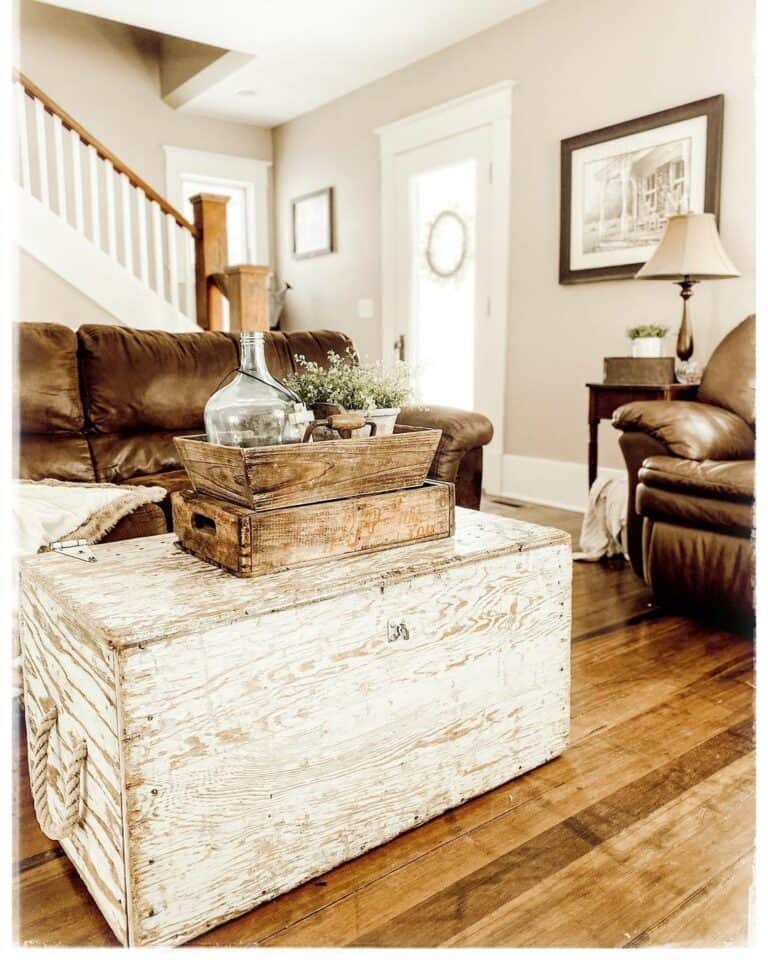 White Wooden Trunk Coffee Table