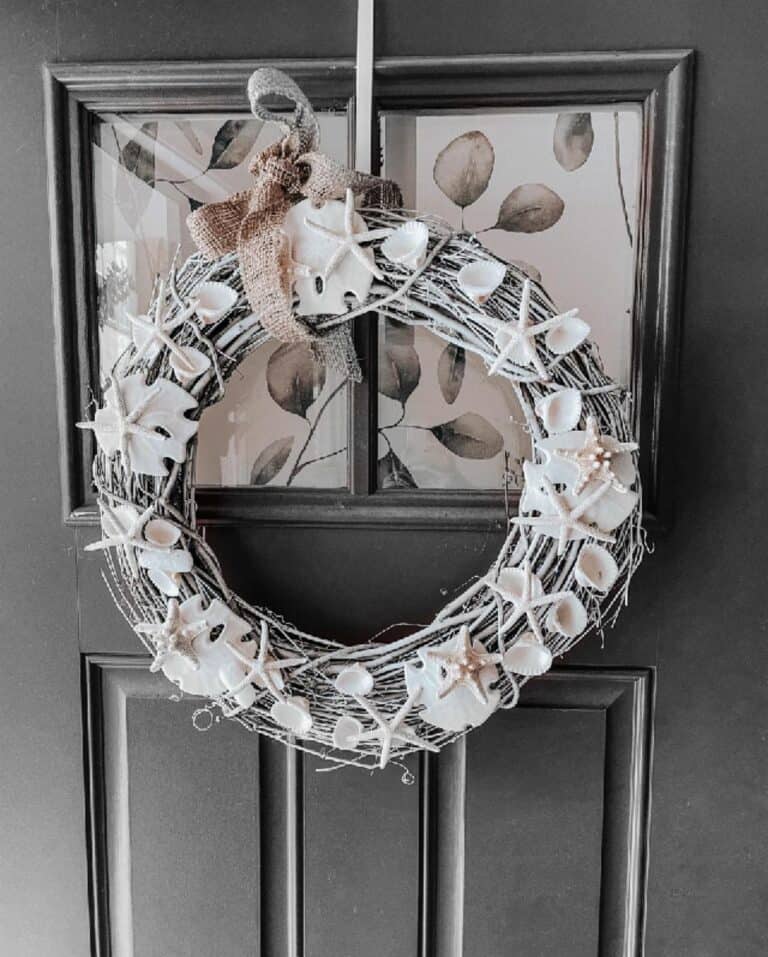 White Wreath Covered With Starfish and Shells