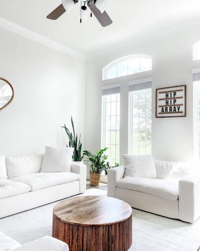 White and Brown Contemporary Living Room