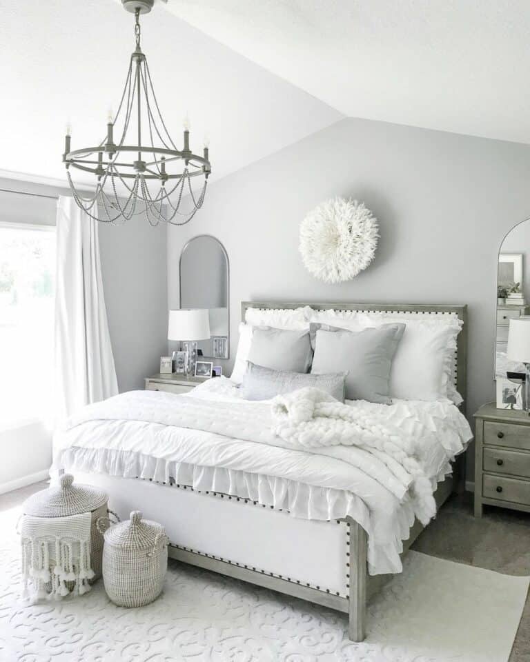 White and Gray Farmhouse Bedroom