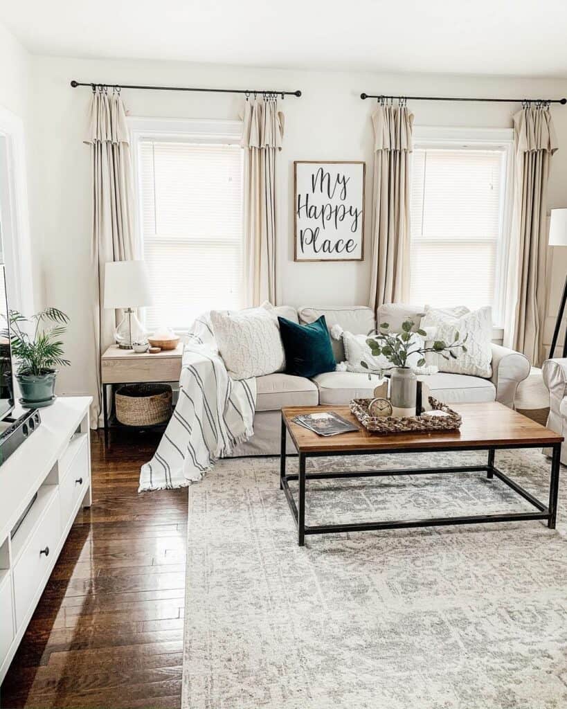 White and Gray Living Room Curtains