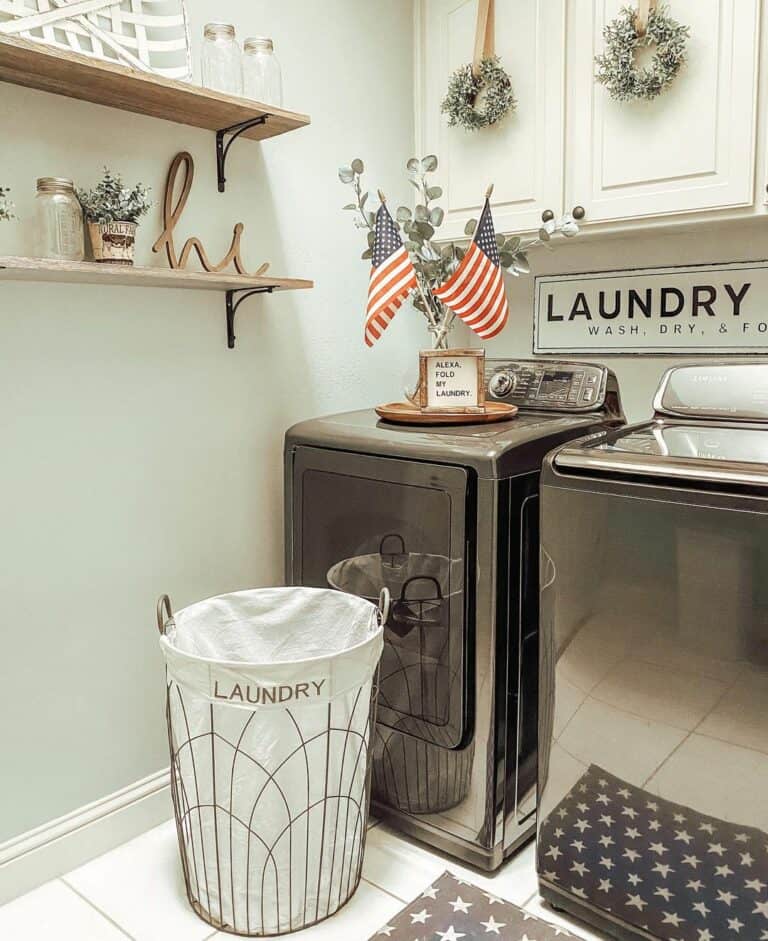 White and Gray Metal Wire Laundry Basket