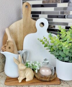 White and Tan Easter Kitchen Countertop Décor