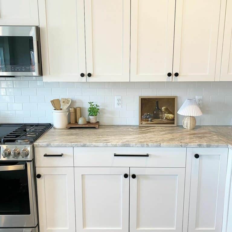 White and Tan Kitchen Countertop Décor