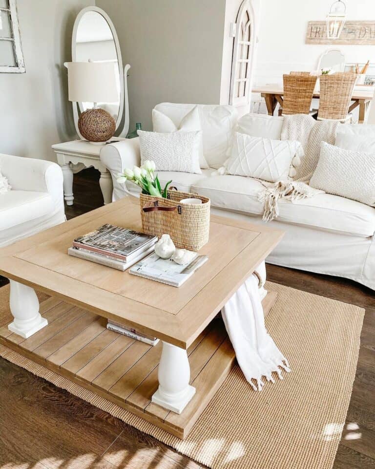 White and Wood Modern Living Room