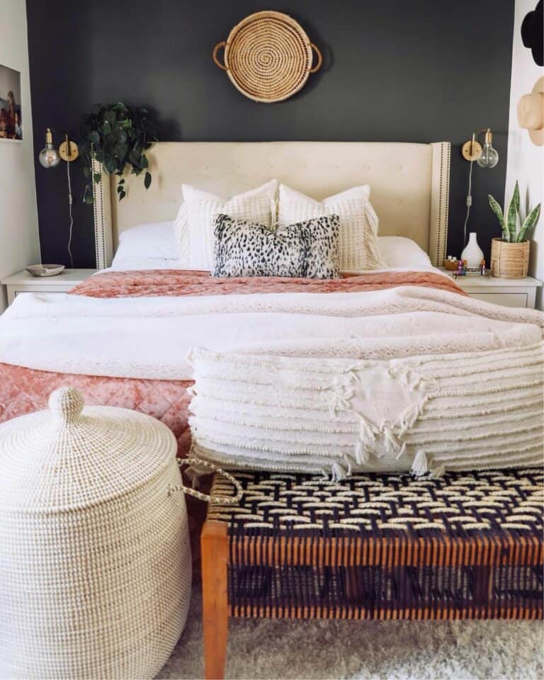 Wicker Basket on a Black Accent Wall
