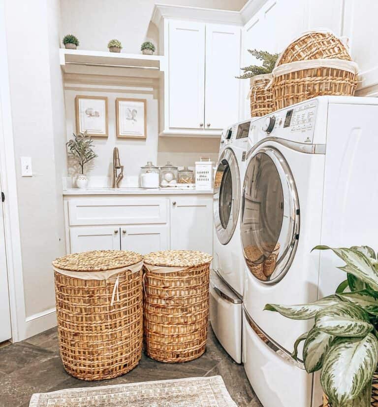 Wicker Laundry Storage Hampers With Lids