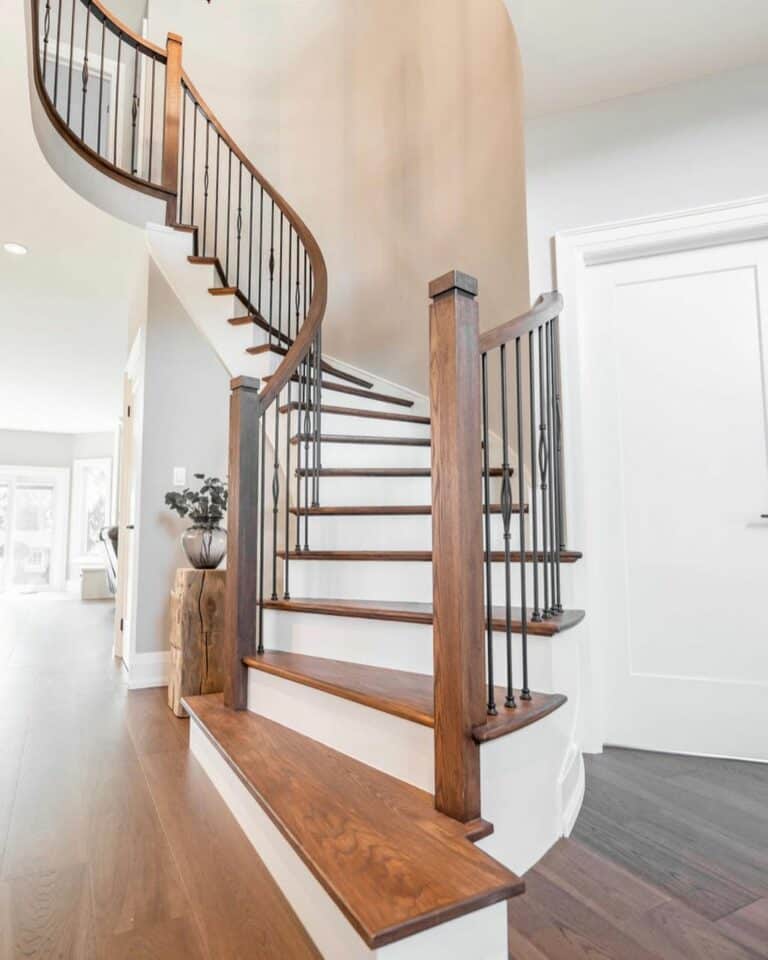 Winding Wood and White Staircase