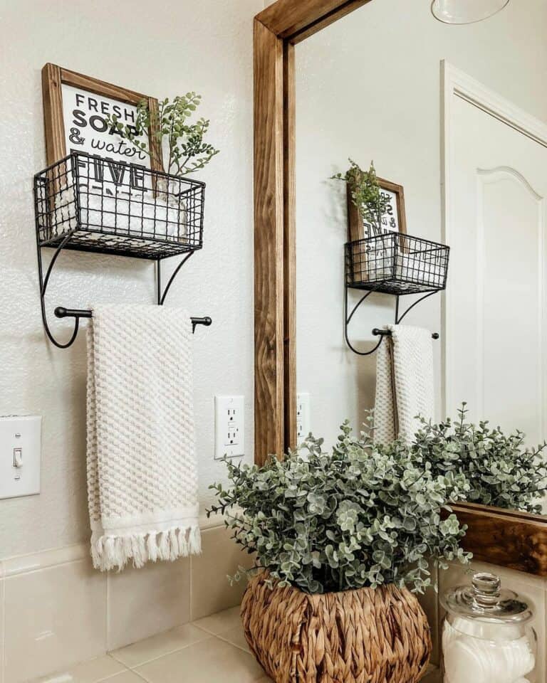 Wire Basket and Towel Bar