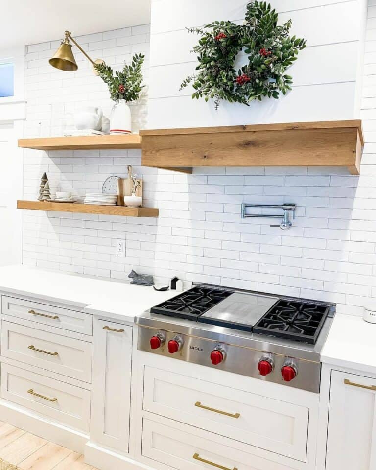 Wood Accents in White Kitchen