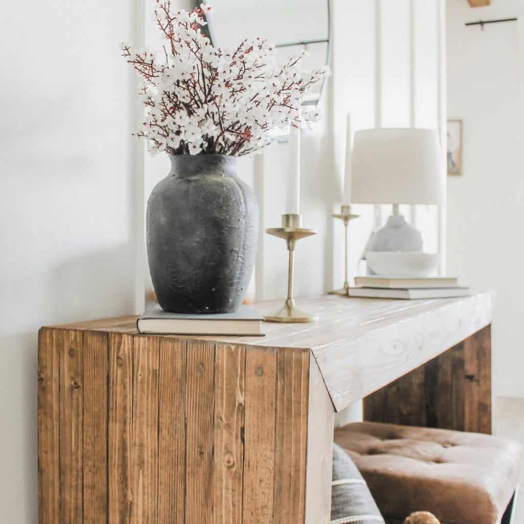 Wood Waterfall Entrance Console Table
