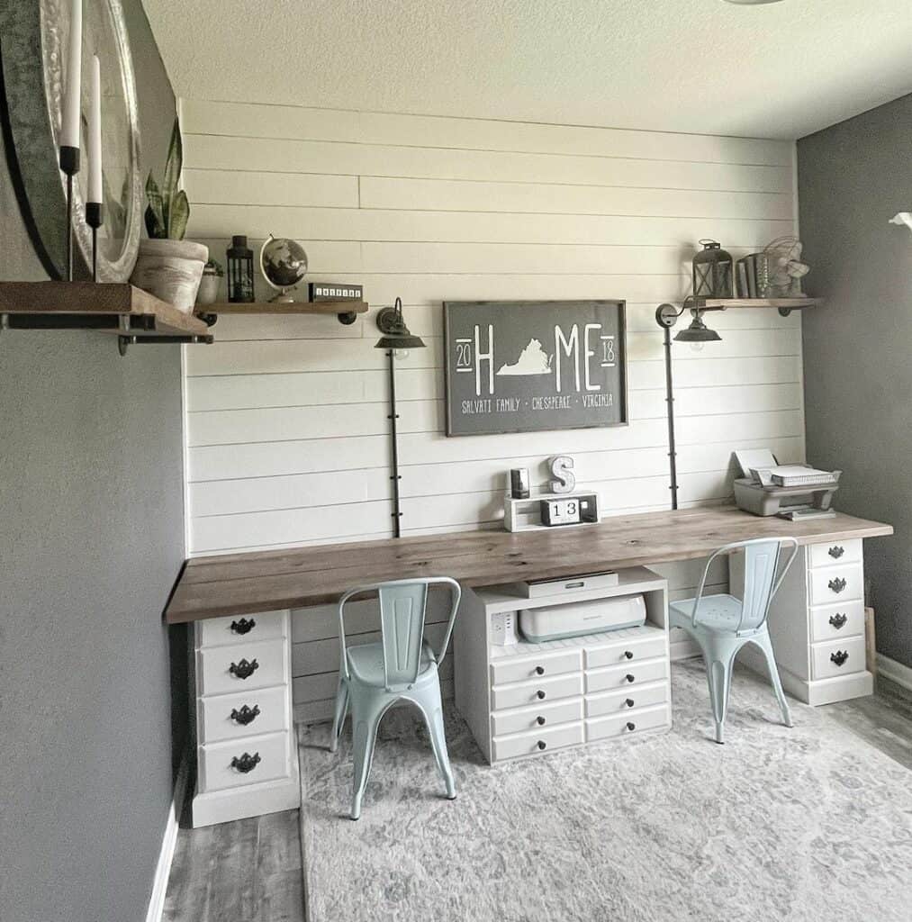 Wood and White Desk Between Gray Walls - Soul & Lane