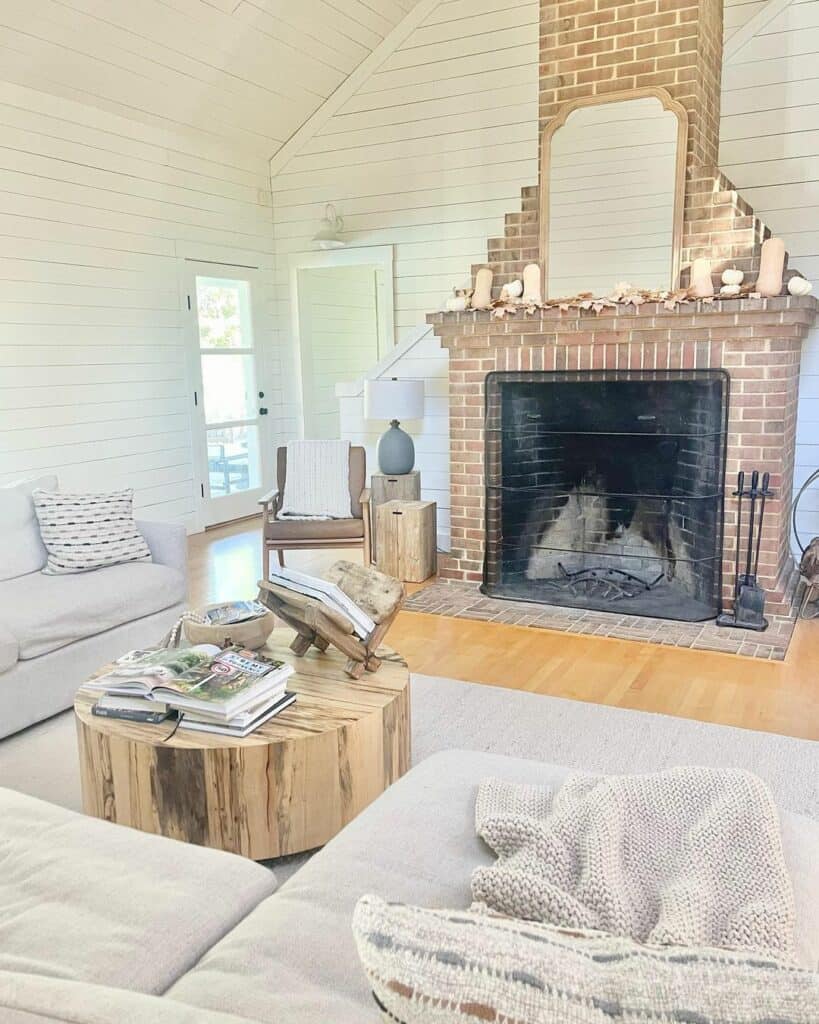 Woodburning Brick Fireplace and Chimney