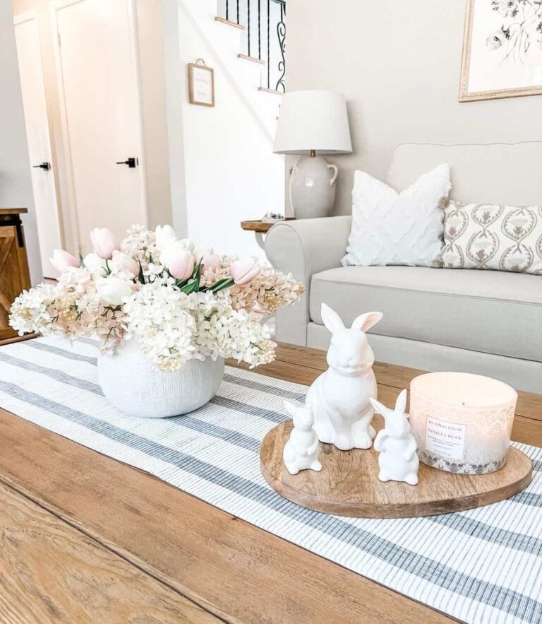 Wooden Coffee Table With Simple Easter Décor