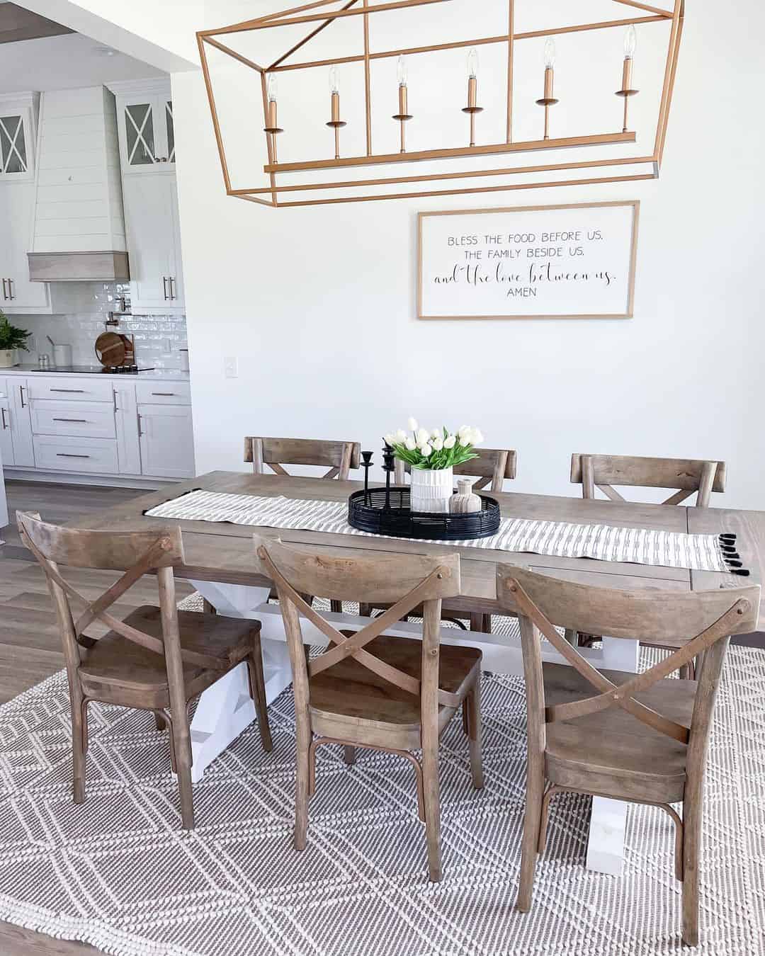 Wooden Dining Set and Brass Chandelier - Soul & Lane