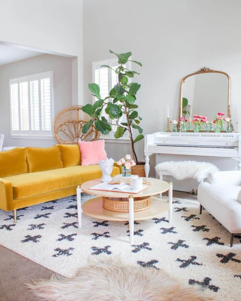 Yellow Accents in a Living Room