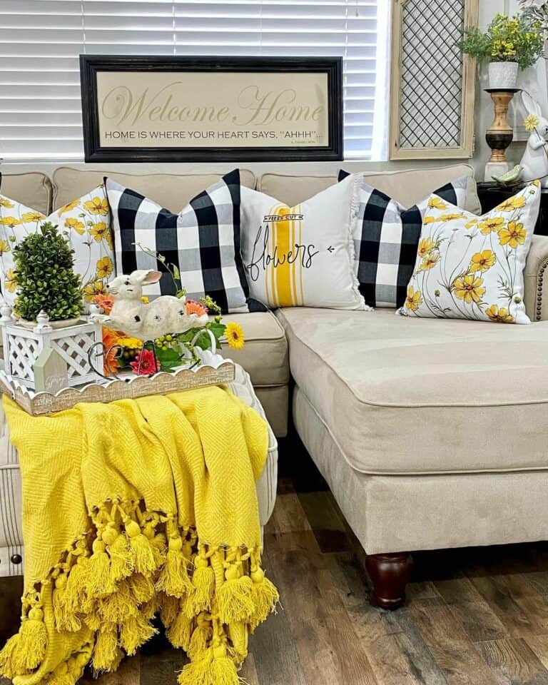 Yellow Floral Accent Pillow Ideas