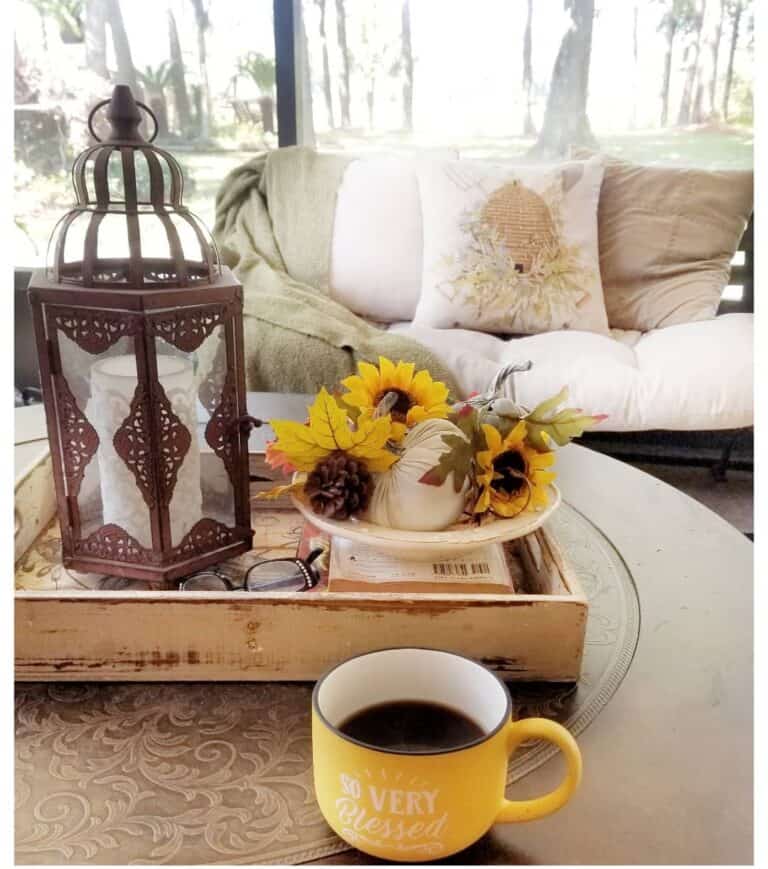 Yellow and Brown Coffee Table Décor