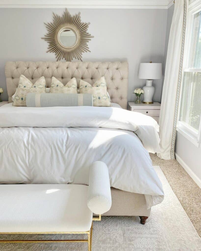 A Touch of Blue in a White Bedroom