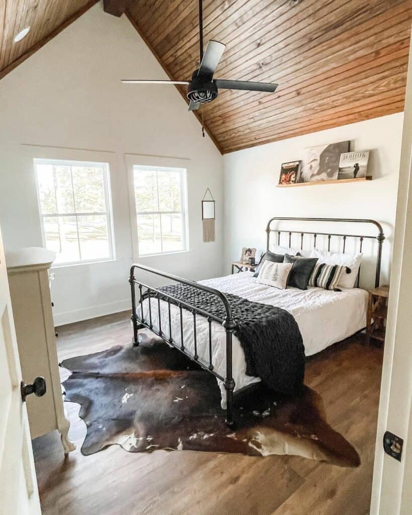 A-frame Bedroom Layout With a Vintage Bedframe
