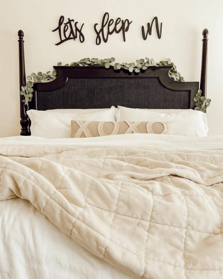 Above Bed Décor With Black Wall Letters