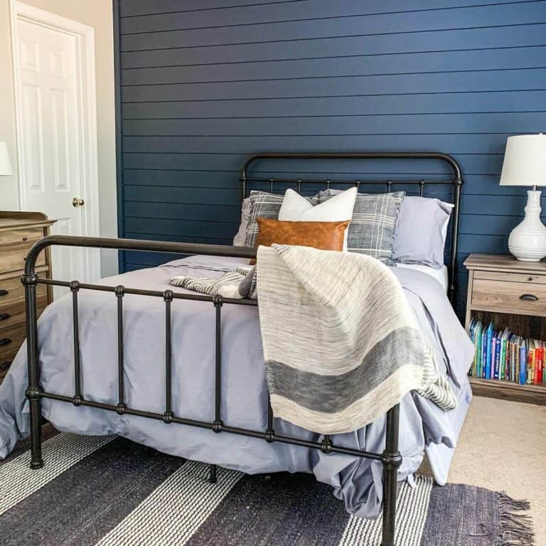Aegean Shiplap Walls With Baby Blue Bed