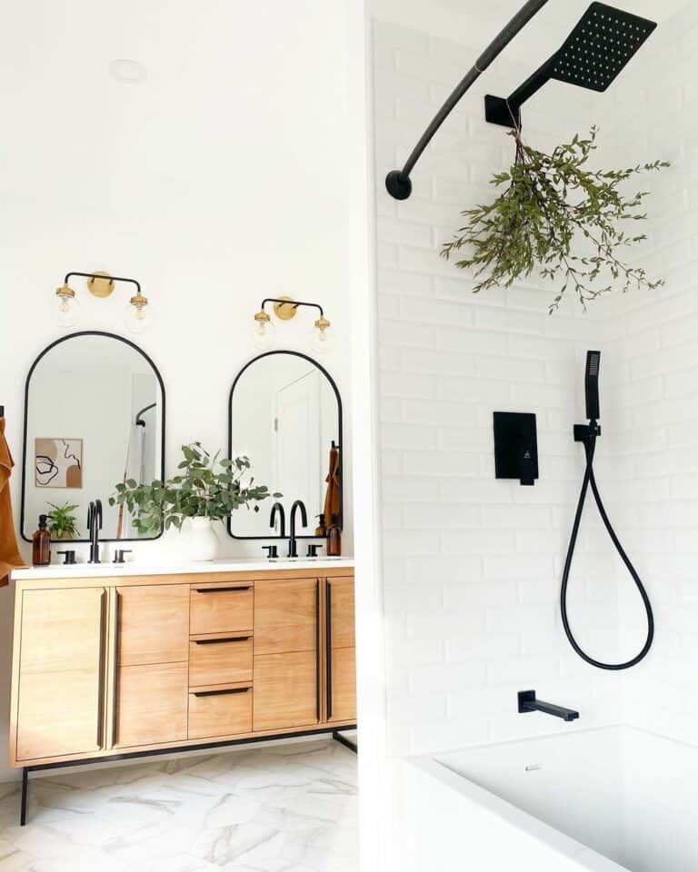 Alcove Bathtub Paired With Black Hardware