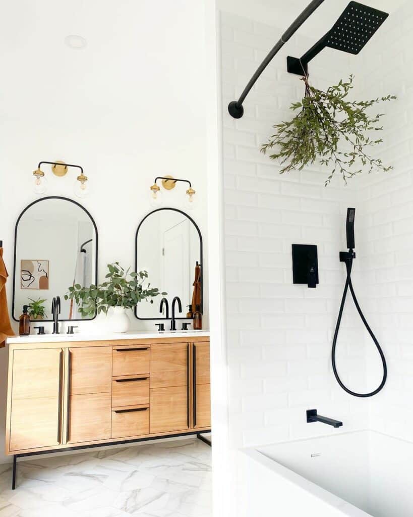Alcove Bathtub Paired With Black Hardware
