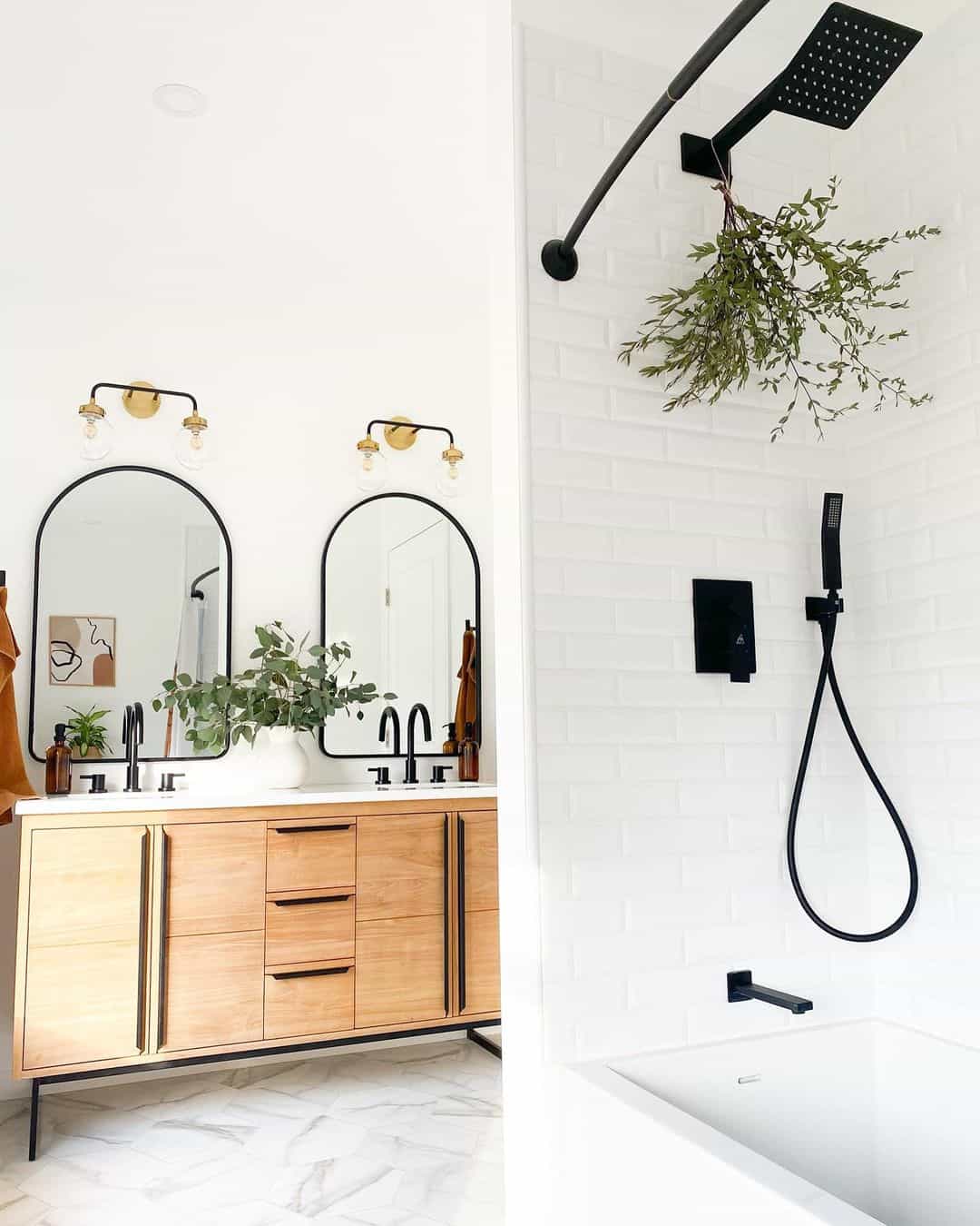 Alcove Bathtub Paired With Black Hardware Soul & Lane