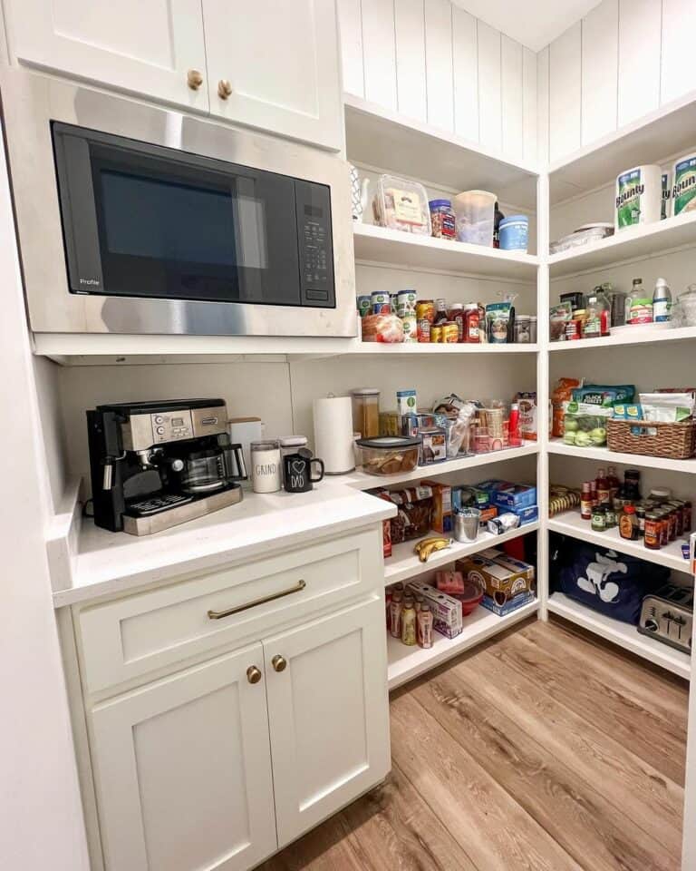 Appliance Area Beside Built-in Cabinets