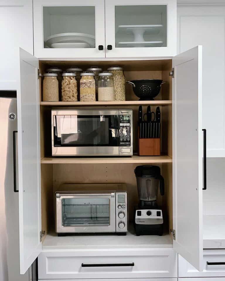Appliance Pantry in White Cabinet