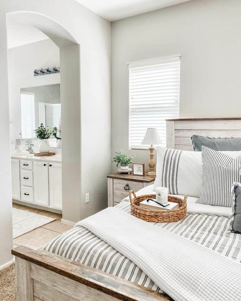 Archway Into Bedroom With Wood Furniture