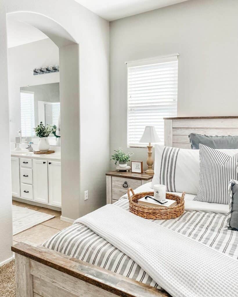 Archway Into Bedroom With Wood Furniture