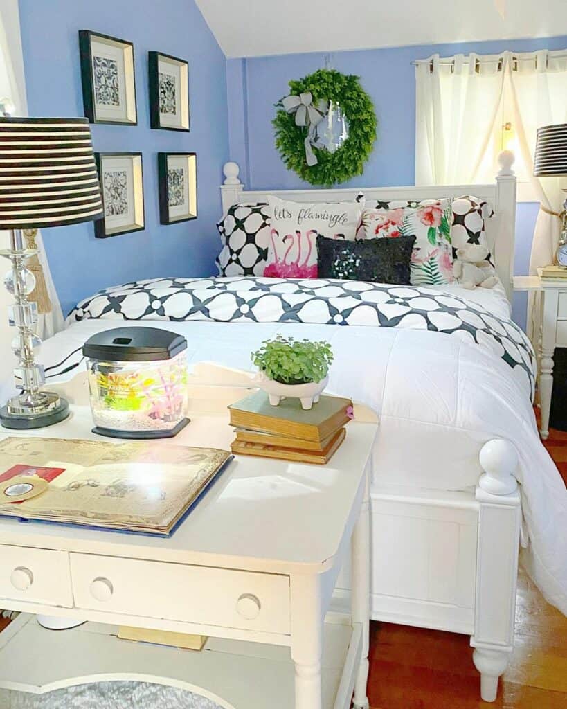 Baby Blue Walls With Soft White Bed