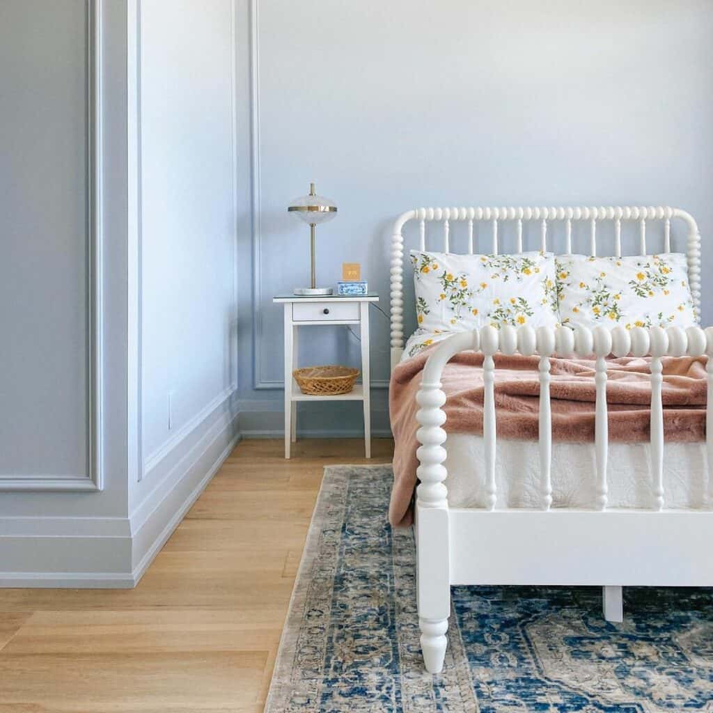 Baby Blue Walls With White Framed Bed