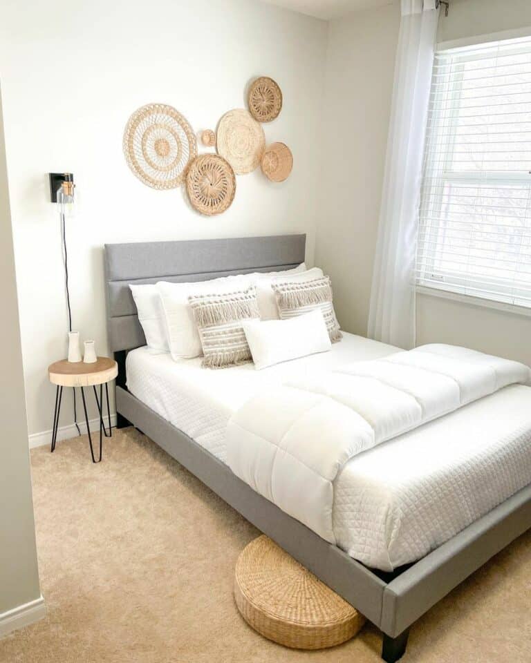 Basket Wall Décor in a Simple Bedroom