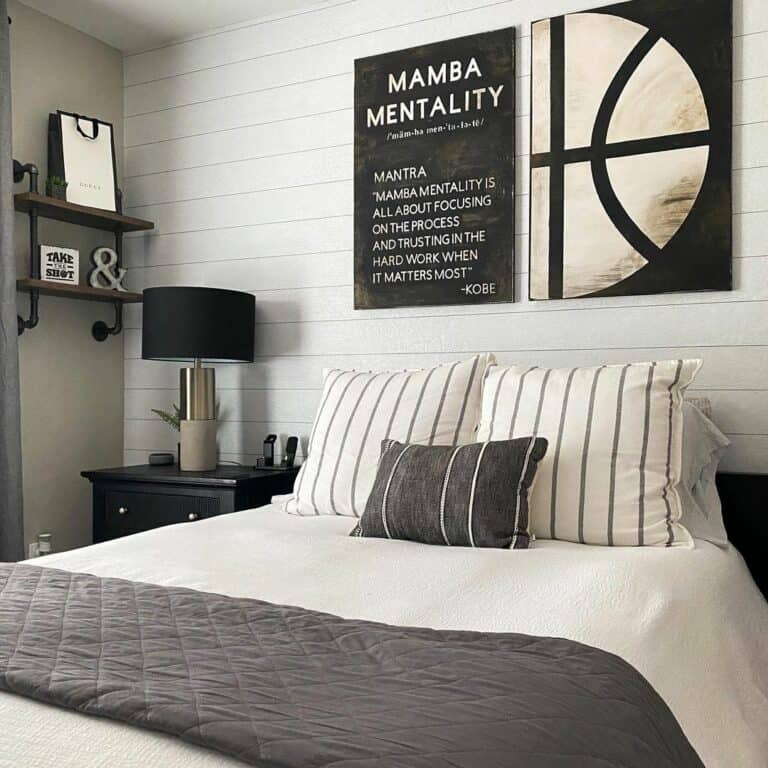 Basketball-themed Black and White Bedroom