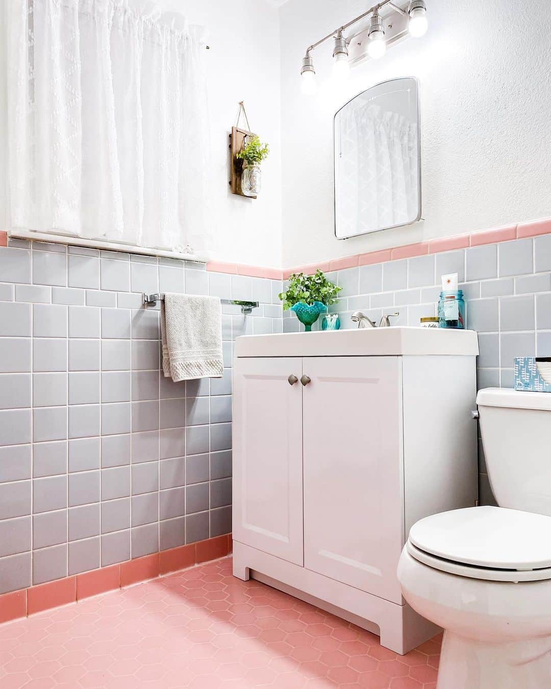 Bathroom Half Wall With Pink Tile Flooring Soul & Lane