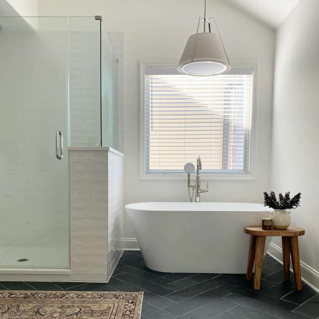 Bathroom With Walk-in Shower and Free-standing Bathtub