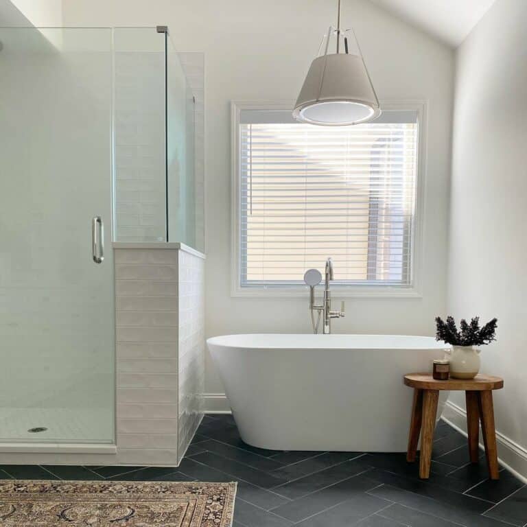 Bathroom With Walk-in Shower and Free-standing Bathtub