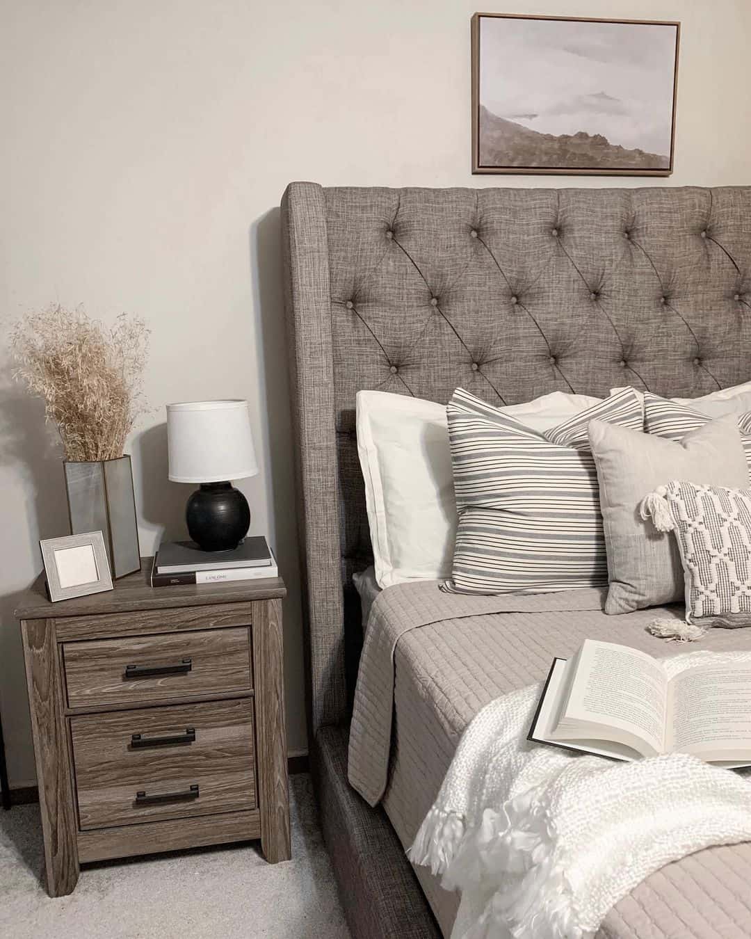 Bed With Grey Tufted Headboard Soul & Lane