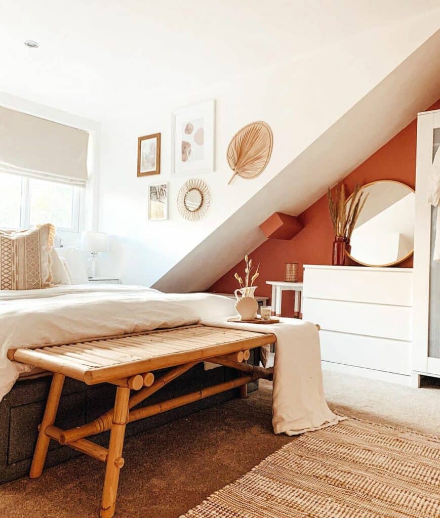 Bedroom With Orange Feature Wall