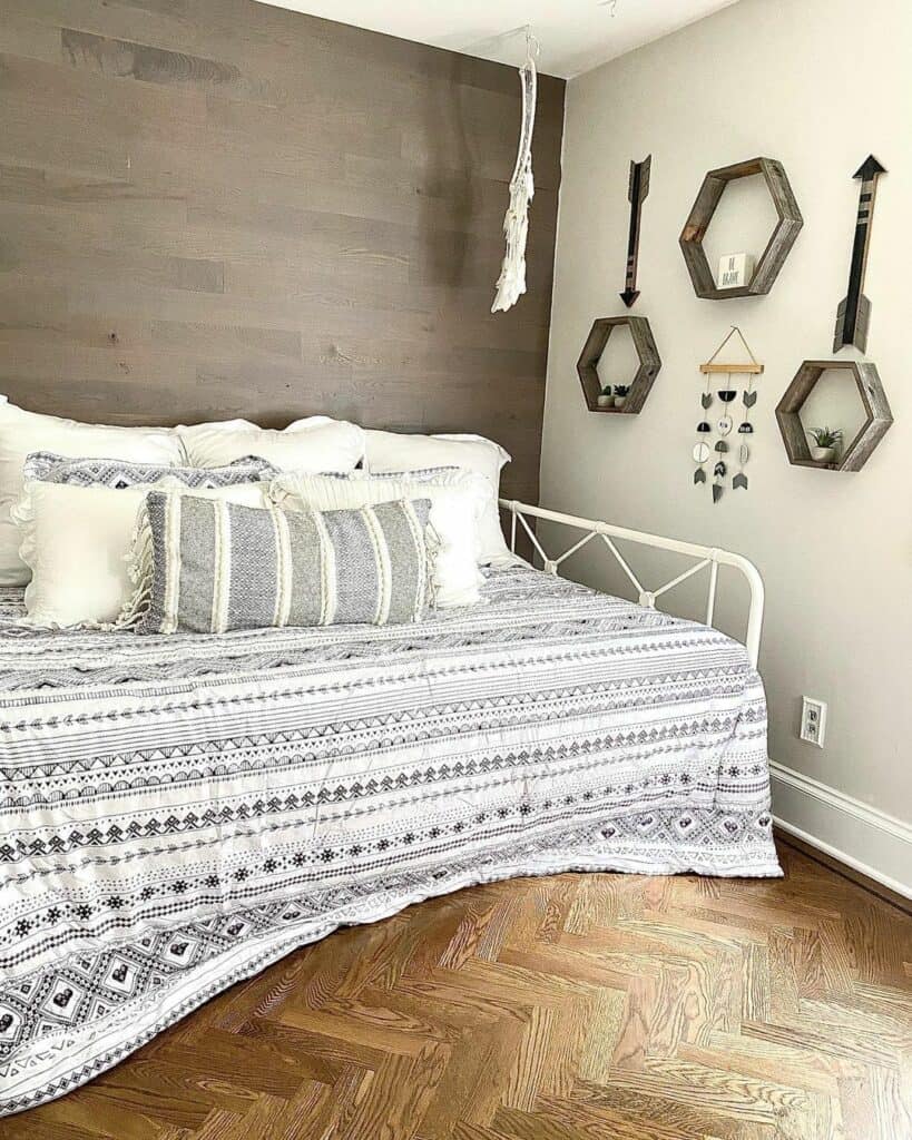 Bedroom With Sofa Bed and Wooden Accents