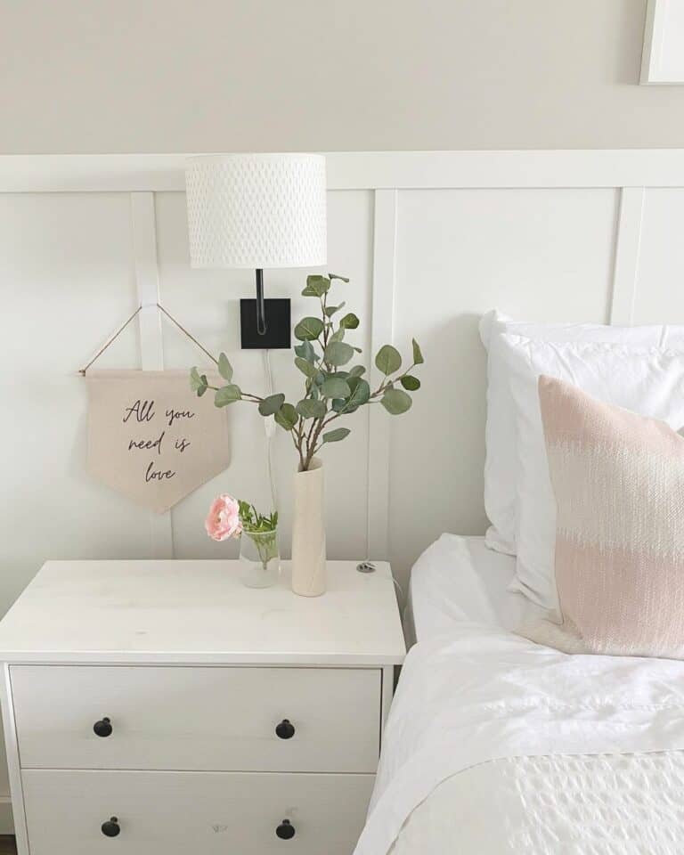 Bedroom With White Wood Night Table