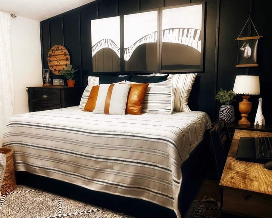 Black Bedroom Walls With Wooden Accents Soul & Lane