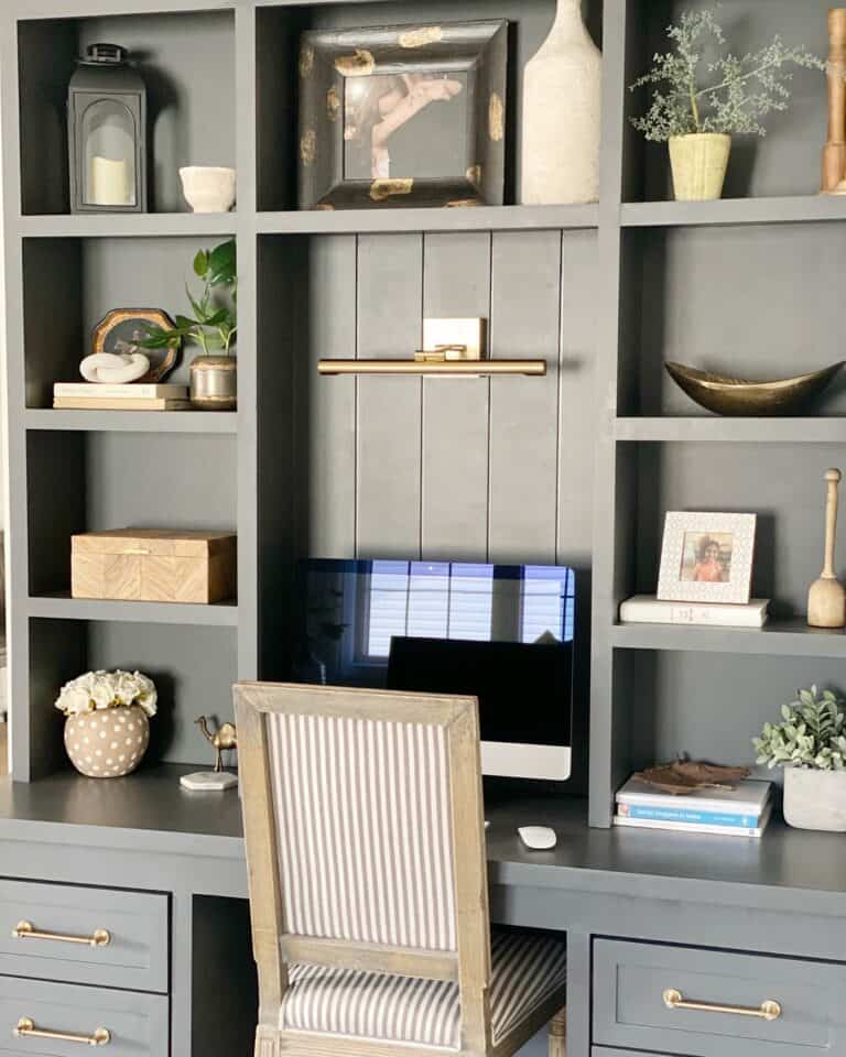 Black Desk With Shelves