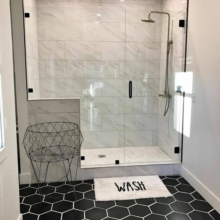 Black Hexagonal Floor Tile for Modern Bathroom