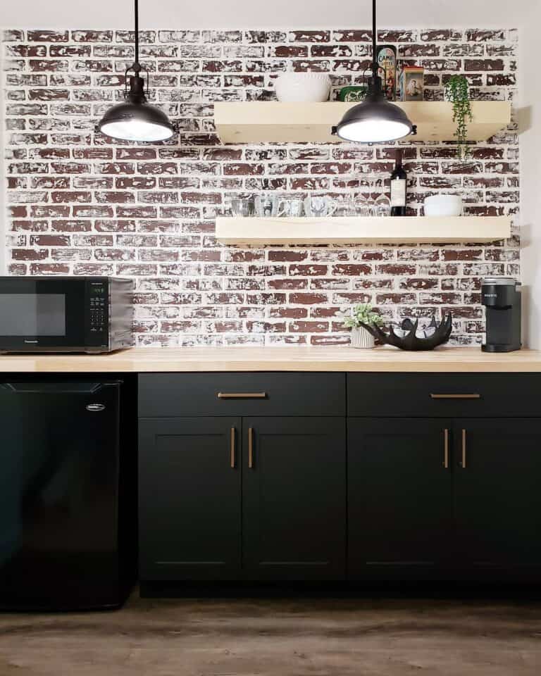 Black Lower Cabinets in a Rustic Kitchen