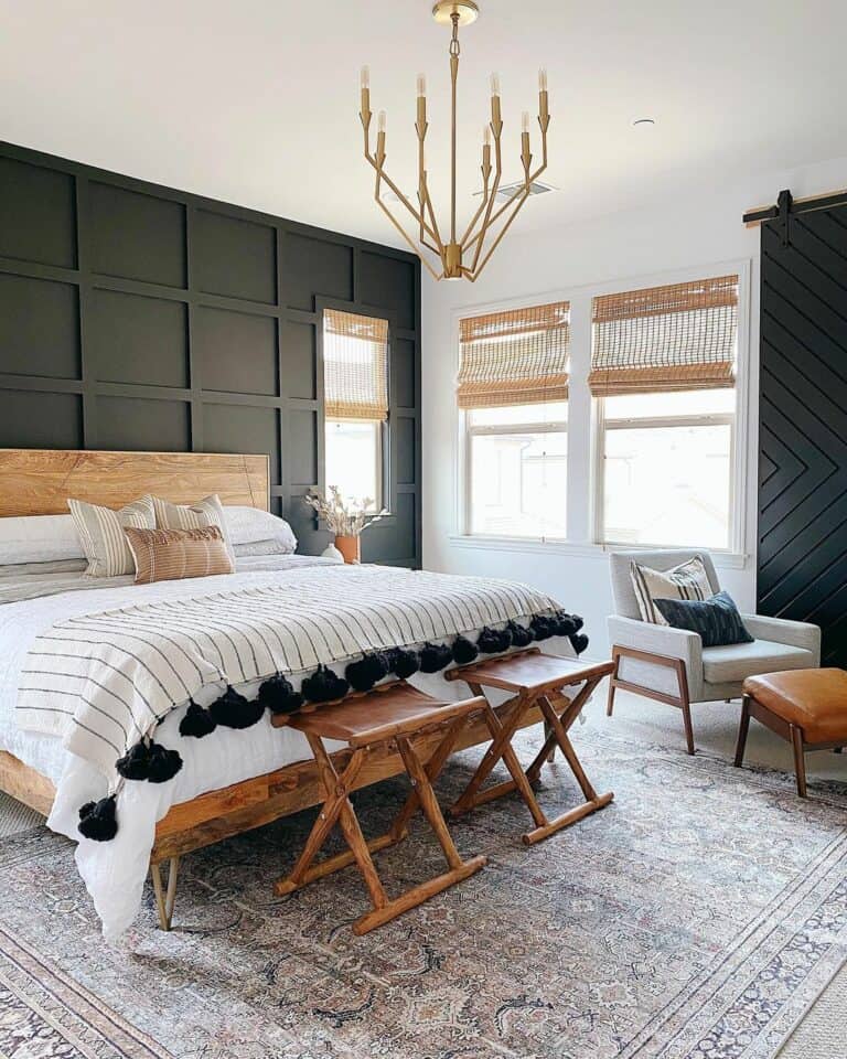 Black Shiplap Walls With Ashwood Bed