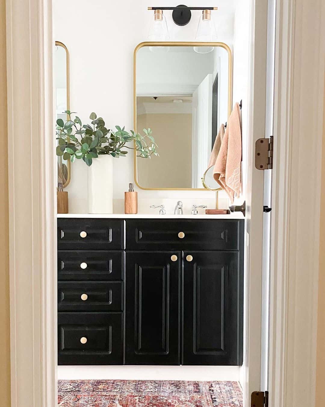 Black Vanity With Gold Fixtures Soul & Lane